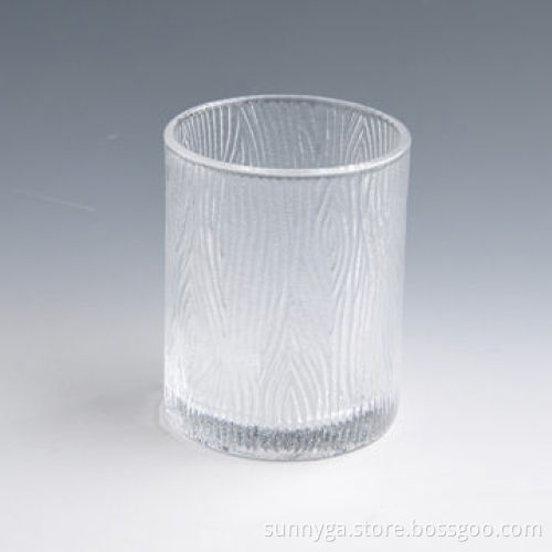 New and Good Quality Glass Candle Holders with Embossed Patterns, Spray Colors are Available